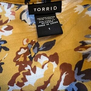 Torrid Floral Blouse in Mustard and Brown
